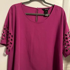 Ali Miles Magenta Blouse with Cutout Sleeves